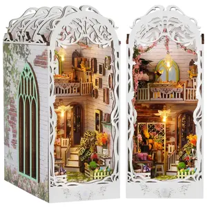 3D Wooden Puzzle, 1 Box DIY Book Nook Kit, DIY Flower Room Model Kit, 3D Desktop Decoration Ornament, DIY Model Kit for Bookshelf Decoration, DIY Building Model