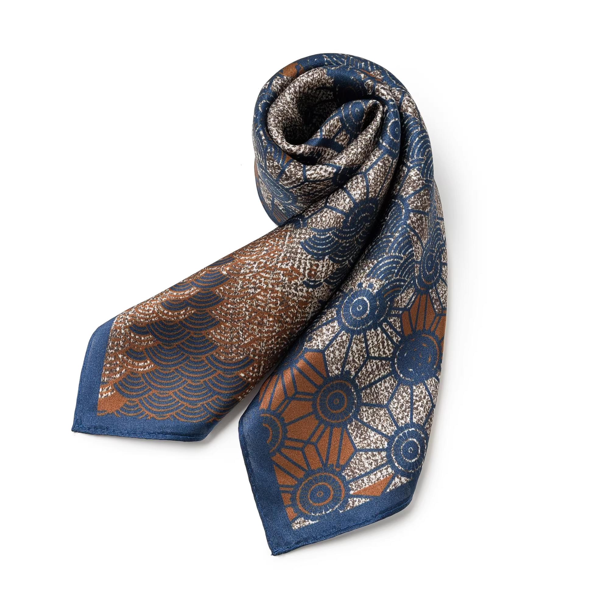 100% Mulberry Silk Genuine Silk bandana scarf Casual Workwear head scarf Japanese Retro Printed Square trending now Scarf Ameicaji Artsy Waist Scarf Versatile Chic Pocket Square easy style