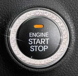 Cute Bling Crystal Ignition Ring for Car with Rhinestone, Start Stop Button and Shiny Accessory - Cute Car Gift for Her