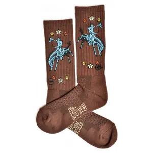 Lucky Chuck Fringe Long Live Brown Western Performance Socks
