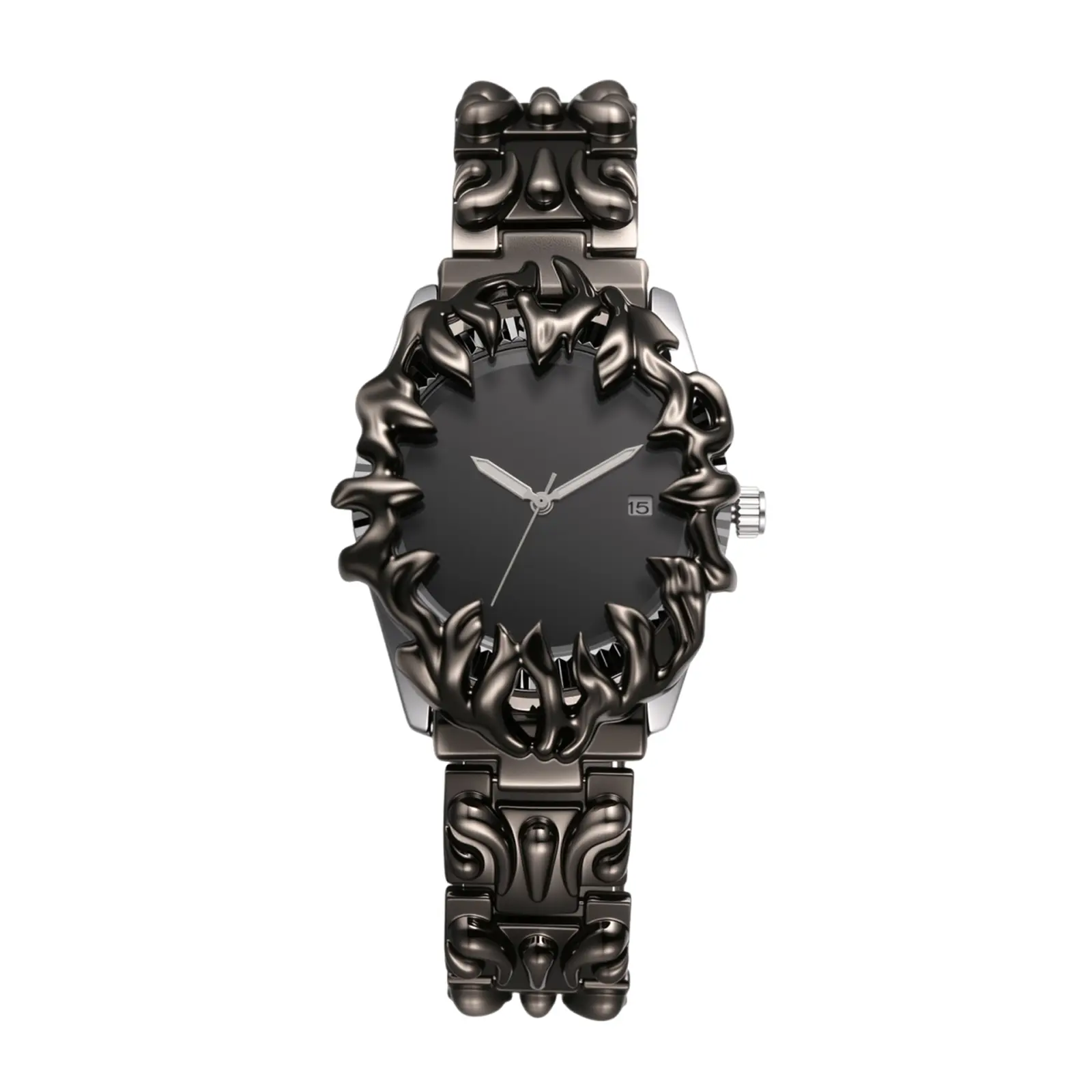 OIDEA Men Punk Y2K Watch with Luminous Hands, Analog Quartz Wrist Watch with Removable Band and Calendar Window, Casual Streetwear Gothic Watch