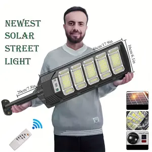 Upgraded 5-Section LED Solar Street Lights, 12000LM Solar Lights Outdoor Waterproof with Motion Sensor,  Three Sided Luminescence IP65 Waterproof Dusk to Dawn Commercial Lighting for Yard Path