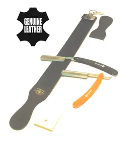 3pcs Classic Folding Shaving Straight Razors PLUS Leather Sharpening Strop Excellent Gift Set