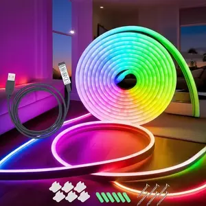 RGB Neon LED Strip Light, Flexible Night Lamp, 3 Button Remote Control, Multi-Color Adjustable Brightness, USB Powered, DIY Creativity