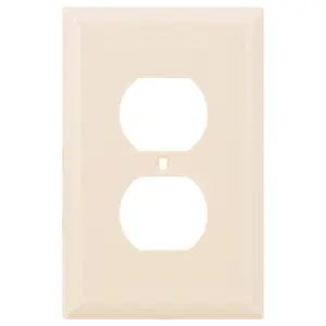 Power Gear Duplex Outlet Receptacle Oversized Wallplate, Light Almond