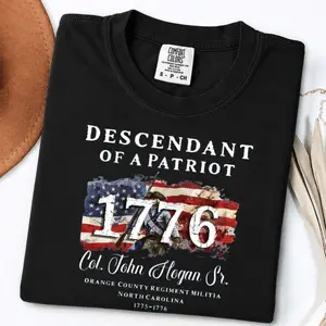 Comfort Colors Descendant Of A Patriot Shirt, Revolutionary War Heritage Tee, Vintage American Revolution Gift, 4th Of July T Shirt, Unisex Crew Neck Top, Classic Streetwear