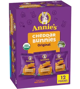 Annie's Organic Cheddar Bunnies Baked Snack Crackers, 12 oz., 12 Pouches