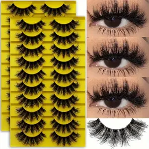 20 Pairs Russian Style 3D Curly False Eyelashes - Cat Eye Design, 16-18mm Lightweight Odorless Reusable Self-Adhesive Eyelashes, Suitable for Beginners, Must-Have for Party and Banquet Makeup, Easy-to-Use Cat Eye Effect False Eyelashes