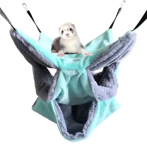 Ferret Rat Triple Bunkbed Hammock Small Animals Soft Plush Cage Hanging Hideout Bed