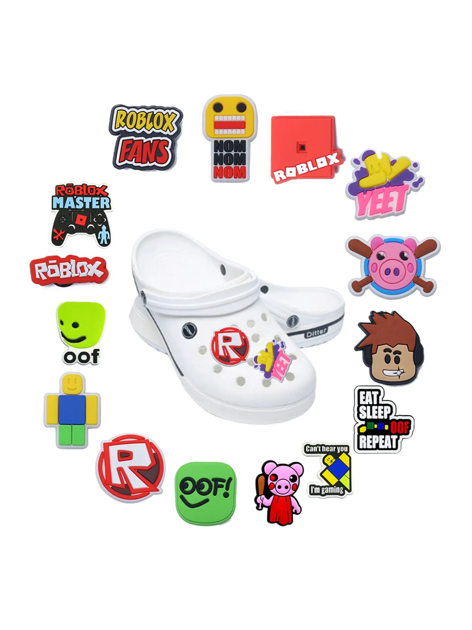 15pcs Roblox Game Robot Shoe Accessories Set Charms, DIY Cartoon Decoration Sandals for Boys, Shoe Embellishment Set, Decorative Shoe Accessories, Perfect Birthday Party Gift