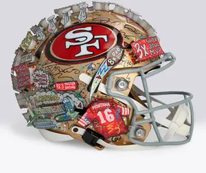 Joe Montana San Francisco 49ers Autographed Speed Flex Authentic Helmet - Art by Charles Fazzino - WN55916229 - Fanatics Authentic Certified