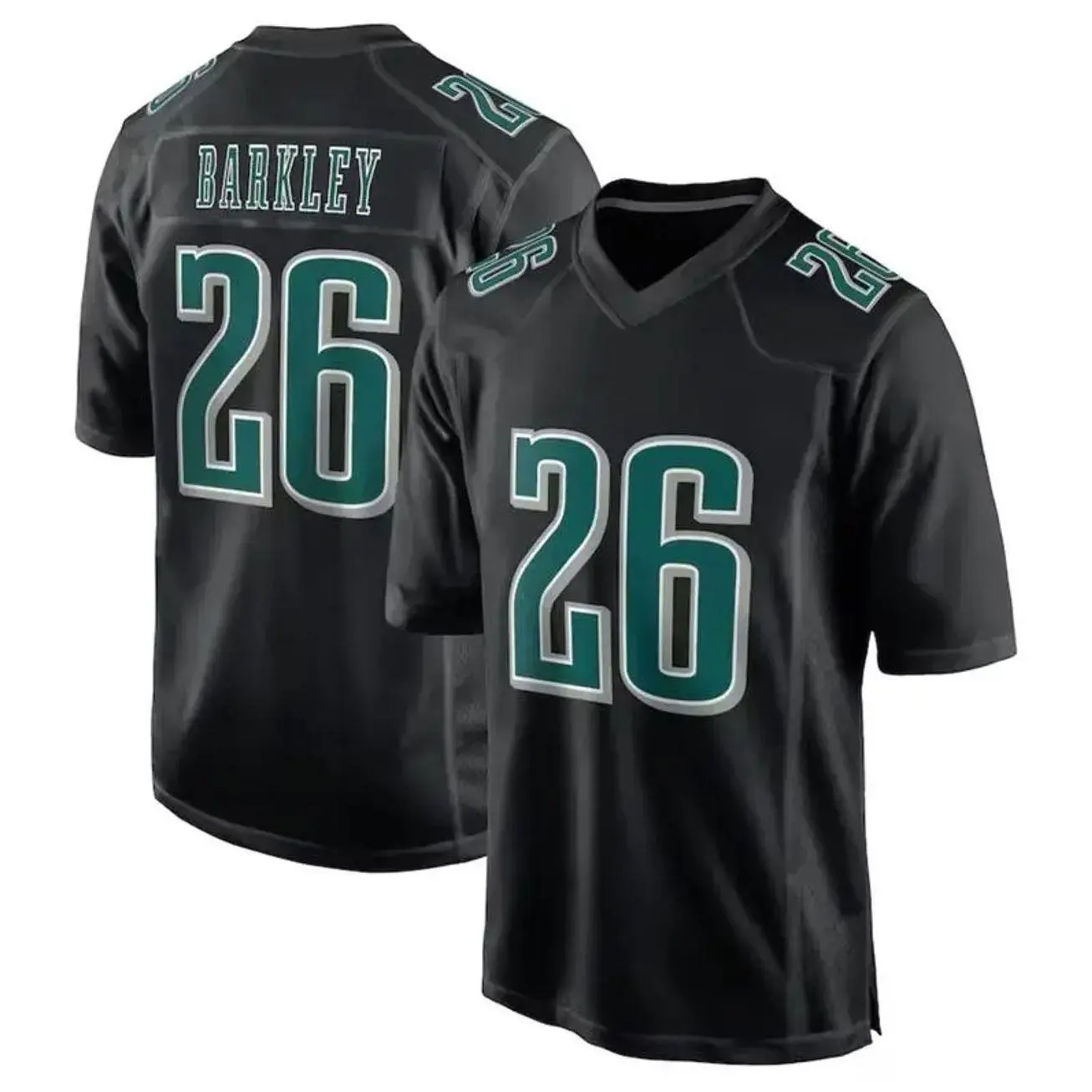 Full Print Logo Men's Barkley #26 Black Jersey Shirt, America Football Jersey, Sport Clothing, Football Uniform