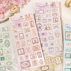 Vintage Story Series Gold Foil Embossed Decorative Stickers, Journaling Stickers, Handmade Journal Supplies Water Bottle Multi-Scene Decorations, 1 Sheet/bag