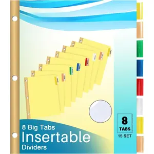 Binder Divider,  120 Pack Binder Index Dividers with 8 Insertable Multicolor Big Tabs, Letter Size Paper Binder Divider for School Office  Business