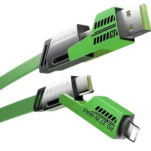 4 in 1 65W Cellphone Fast Charging Cable, Multifunctional Charging Cable, Type-C 65W Fast Charging Cable, Data Transfer & Power Delivery Cable for iPhone iPad Android Laptop