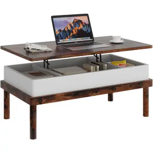 ANNWS Wood Lift Top Coffee Table with Hidden Compartment, Rising Tabletop Dining Table
