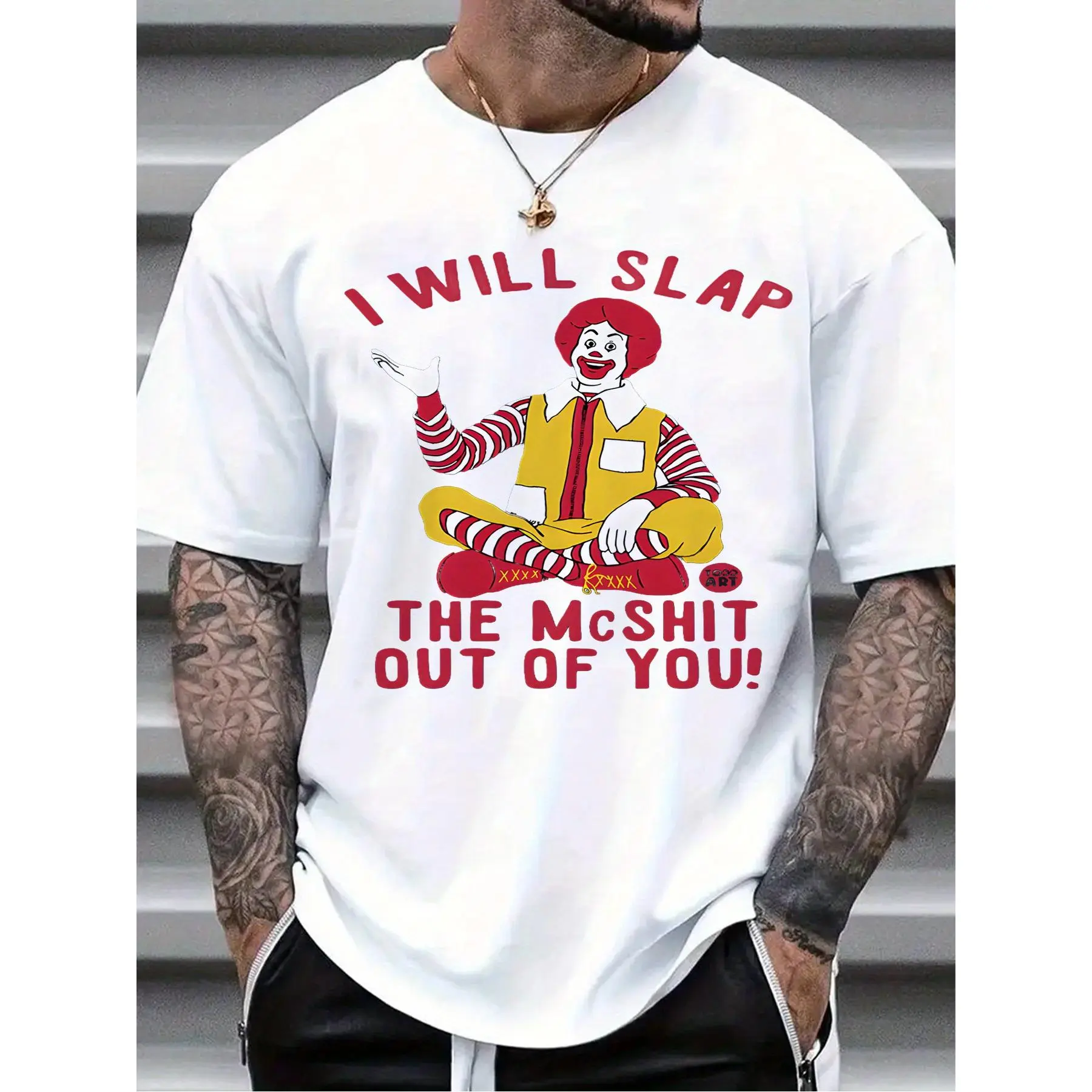 Laughing Crazy! Uncle Mai's Rampage Short Sleeve Spicy Comment+Contrastive Cute Street Eye Catching MAX
