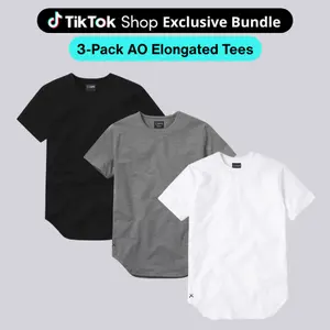Cuts | Men's AO Elongated Crew Neck T-Shirt 3-Pack | Fitted Anti-Odor Polyester Cotton Blend | Wrinkle Resistant Stretch