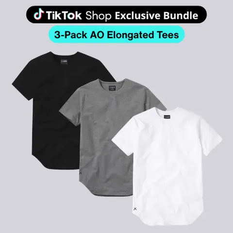 Cuts Men's 3-Pack Heather Grey AO Elongated Round Neck Short-Sleeve T-Shirts, Body-Hugging Fitted Tops, Anti-Odour Polyester-Cotton-Spandex Fabric, Wrinkle-Resistant Stretch Hem