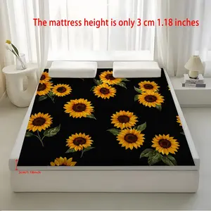 Sunflower Print Sponge Mattress, 1.57 Inch Hotel Grade, Queen Size Foldable Portable, Multi-Functional, Washable Cover, Non-Slip Pad, High Quality Mattress