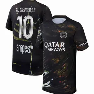 Unisex Soccer/Football Paris Saint-Germain Club O.Dembélé #10 2025/26 Night Edition Stadium Replica Jersey - Black I3A