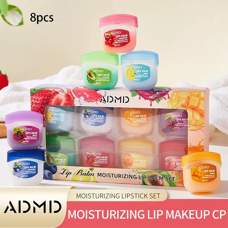 8-Piece Lip Makeup Set, Lip Care Set, Lip Essentials, Multi-Fruit Flavored Lip Gloss and Moisturizing Lip Tints, Colorless Night Lip Balm and Hydrating Lip Mask, Gift Set for Parties, Graduation and Wedding Season