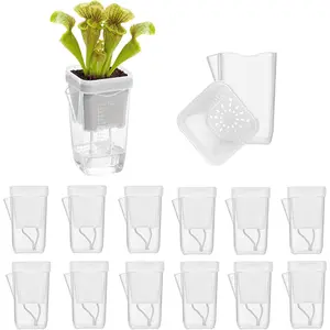 20 Pack Mini Self Watering Pots for Indoor Plants, 2'' Small Clear Plastic Planters with Water Level Indicator & Drainage Hole, Automatic-Watering Pot for Propagation Succulents and African Violet