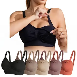 5PCS Seamless Wireless Maternity Bra Set Soft Breathable Breastfeeding Bra Comfortable Fit Mixed Color Full Coverage for Modern Moms with Seamless Finish & Wireless Design