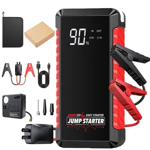 2500A Peak Power Portable Car Starter, Emergency Battery Pack, Compact LED Flashlight, Digital Display Screen for Roadside Assistance Automotive