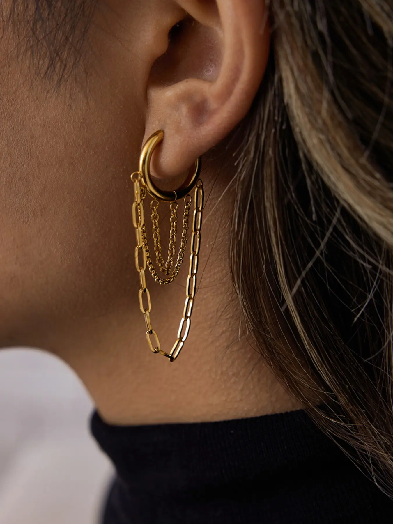 Ladies Earrings Chain Tassel Pendant Stainless Steel 18k Gold Plated Waterproof And Anti Allergy Jewelry Simple Relaxed And Fashionable Jewelry Earrings Dangle Statement Drop Chain Earrings Perfect Gift For Women