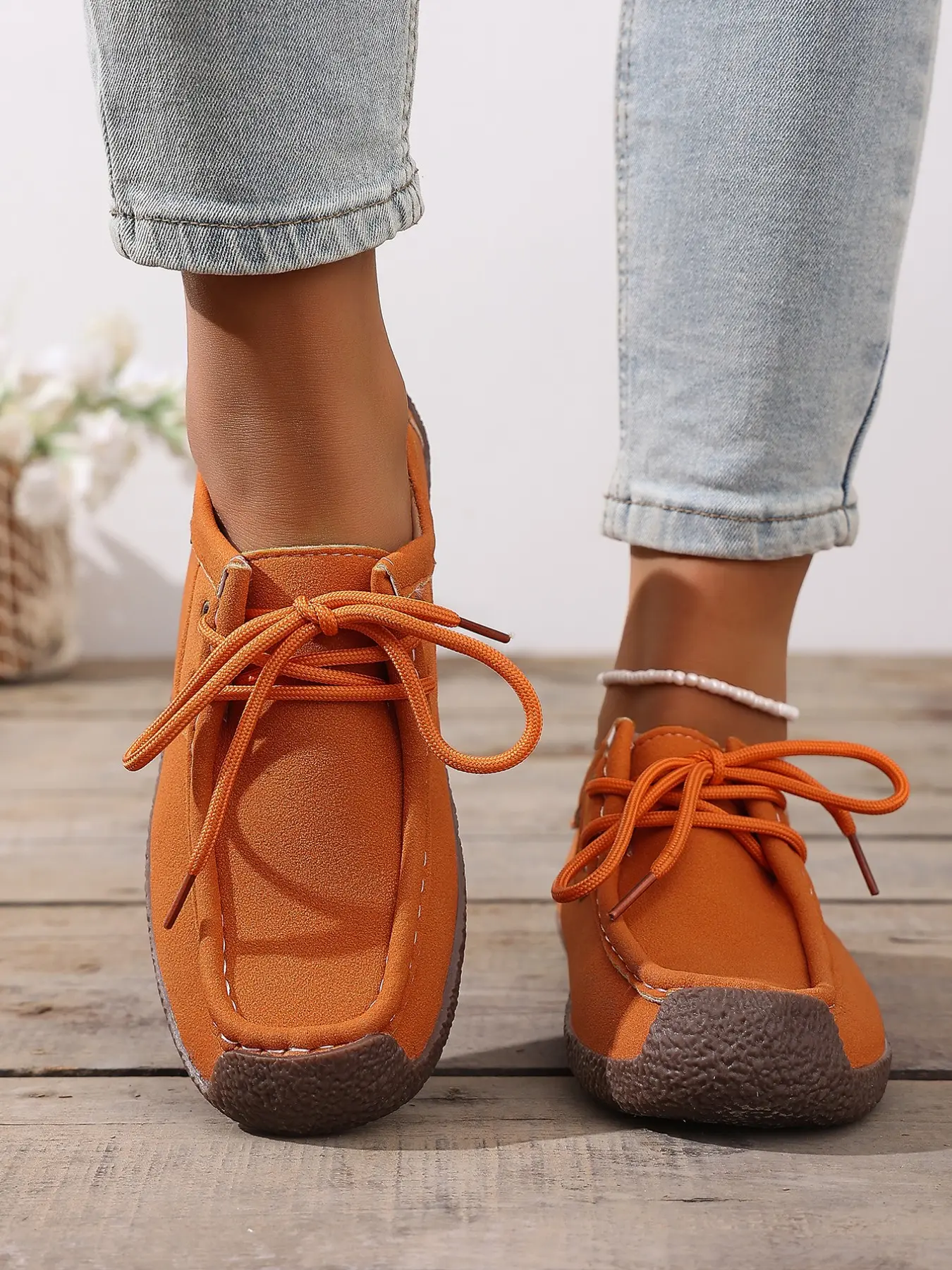 Women's Fashion British Style Chunky Heel Single Shoe, Comfortable Wide Round Toe Flats Slip-On Casual Flat Shoes, Modern All-Season Leisure Footwear Daily Wear Shoes