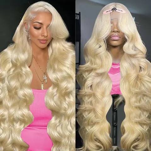 613 Lace Frontal Wig 13x6 180 Density, Blonde Lace Front Wigs Human Hair, Pre Plucked Bleached Knots with Baby Hair Natural Hairline Body Wave 613 Lace Front Wig Human Hair