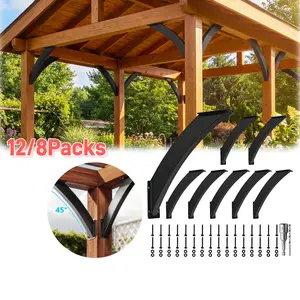 12/8PCS 45 Degree Angle Support Brackets Heavy Duty Connector for Wooden Structures Support for Gazebos Tree Houses Cabins Patios Garden Accessories