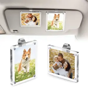 Amiss Magnetic Car Sun Visor Photo Clip 2.36x3.5 Inch Universal Fit Car Photo Frame Holder for All Vehicle Models Compact Stylish Decoration Accessory