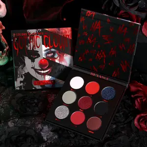 Red Goth Eyeshadow Palette - 9 Colors Hot Red & Black | Matte & Shimmer Glitters | High Pigmentation | Halloween & Christmas Makeup Palette