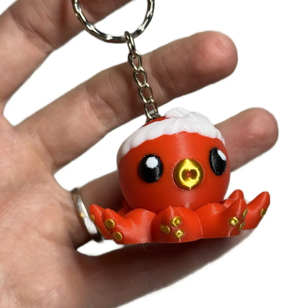 3D Printed Kawaii Takoyaki Octopus Fidget Spinner Keychain - Japanese Octopus Chef
