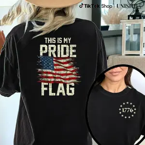 This Is My Pride Flag T-Shirt – Bold Patriotic USA Flag Design with 1776 Emblem, Perfect for July 4th, American Pride Wear, tiktok shop store, Unisex Tops Menswear