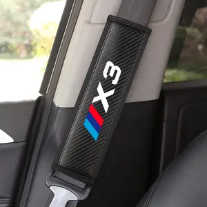 Bmw X3 Seat Belt Shoulder Cover, PU Leather & Carbon Fiber Stripes, Enhances Driving Comfort, Available in 1pc/2pcs, Car Accessories, Car Interior Decoration
