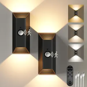 Motion Sensor Wall Lights, 4000mAh Rechargeable Battery Operated Wall Sconces Set of 2, 3 Color Temps, Dimmable, Wireless Magnetic Night Light with Remote, Timer, for Hallway, Stair, Bedroom