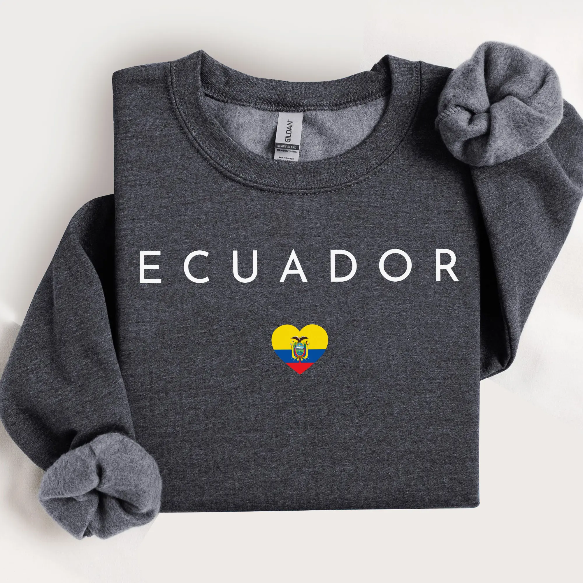 Ecuador Heart Sweatshirt, Ecuador Gift, Ecuador Flag Pullover, Ecuador Souvenir, Travel Sweater