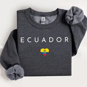 Ecuador Heart Sweatshirt, Ecuador Gift, Ecuador Flag Pullover, Ecuador Souvenir, Travel Sweater