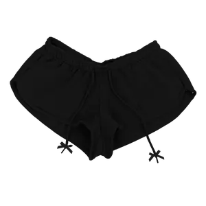Black Crush Low Rise Sweatshorts Plush Bow Cotton Comfy