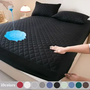 2/3 Piece Waterproof, Quilted Mattress Protector Diamond-shaped Fitted Sheet Set with Deep Pocket, Soft, Noiseless, Breathable, Stain-Resistant, Machine Washable Bed Cover for Bedroom, Guest Room, Dorm, Kids, Pets – Includes Pillowcases