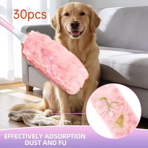 30-Pack Disposable Electrostatic Duster with Handle, Replaceable Head for Home, Car, Electronics, Keyboard, Furniture Cleaning