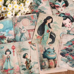 JAIIMAN 32pieces Vintage Oriental Japanese Ephemera Collage Style DIY Scrapbook Paper, for Scrapbooking Supplies, Picture Frame Decoration, Craft Enthusiasts, Paper Craft, Notebook Covers, Card Making, Crafting Kit