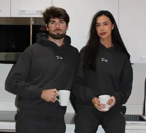 Signature Sweatpants Dark Grey 100% Cotton All Seasons Unisex Cozy Bottoms with Front Pockets Adjustable Drawstring Tie