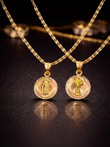14K Gold Necklace Virgen de Guadalupe & Divino Nino Chain and Pendant Gifts for Girls Womens
