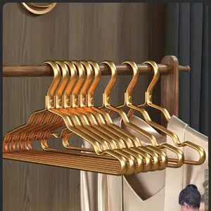 Space Aluminum Alloy Clothes Hanger for Home Use, Non-slip and Traceless Stainless Steel Clothes Hanger, Light Luxury High-end Golden Clothes Drying Support Organiser Hanging