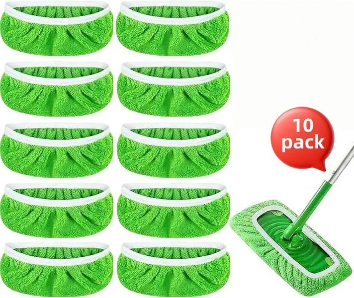 10-Pack "10×4.5 Inch"&”17×5Inch“ Washable Replacement Mop Pads for Swiffer Sweeper Mop, Reusable Wet & Dry Microfiber Refill Cloths for Home Kitchen Hardwood Floors