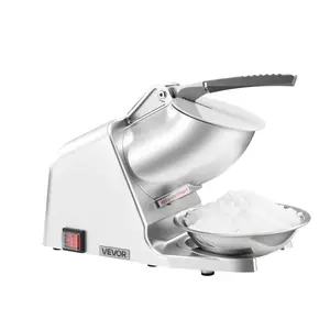 VEVOR Ice Crusher Machine, 286lbs Per Hour Electric 4 Blades Snow Cone Maker, Stainless Steel Shaved Ice Machine with Bowl and Cover, 300W 2000RPM Ice-Shaver for Home and Commercial Use, Silver
